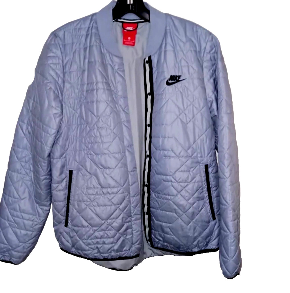 Nike Quilted Insulated Primaloft Jacket Womens Large Lilac Snap Up Lightweight